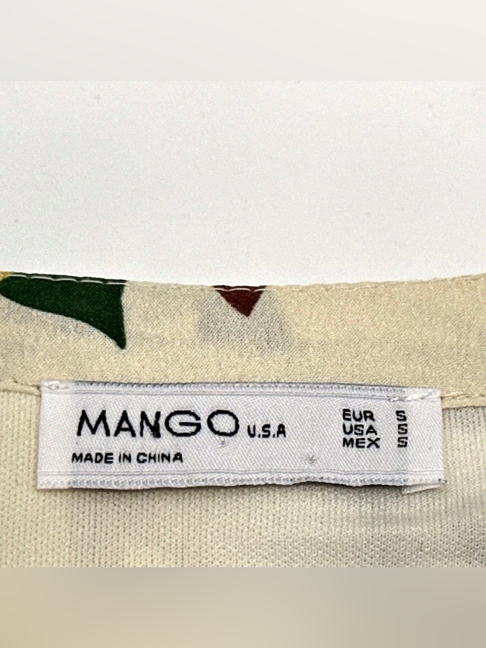 Mango Floral Mini Dress in Cream & Green Size S - Picture 5 of 5